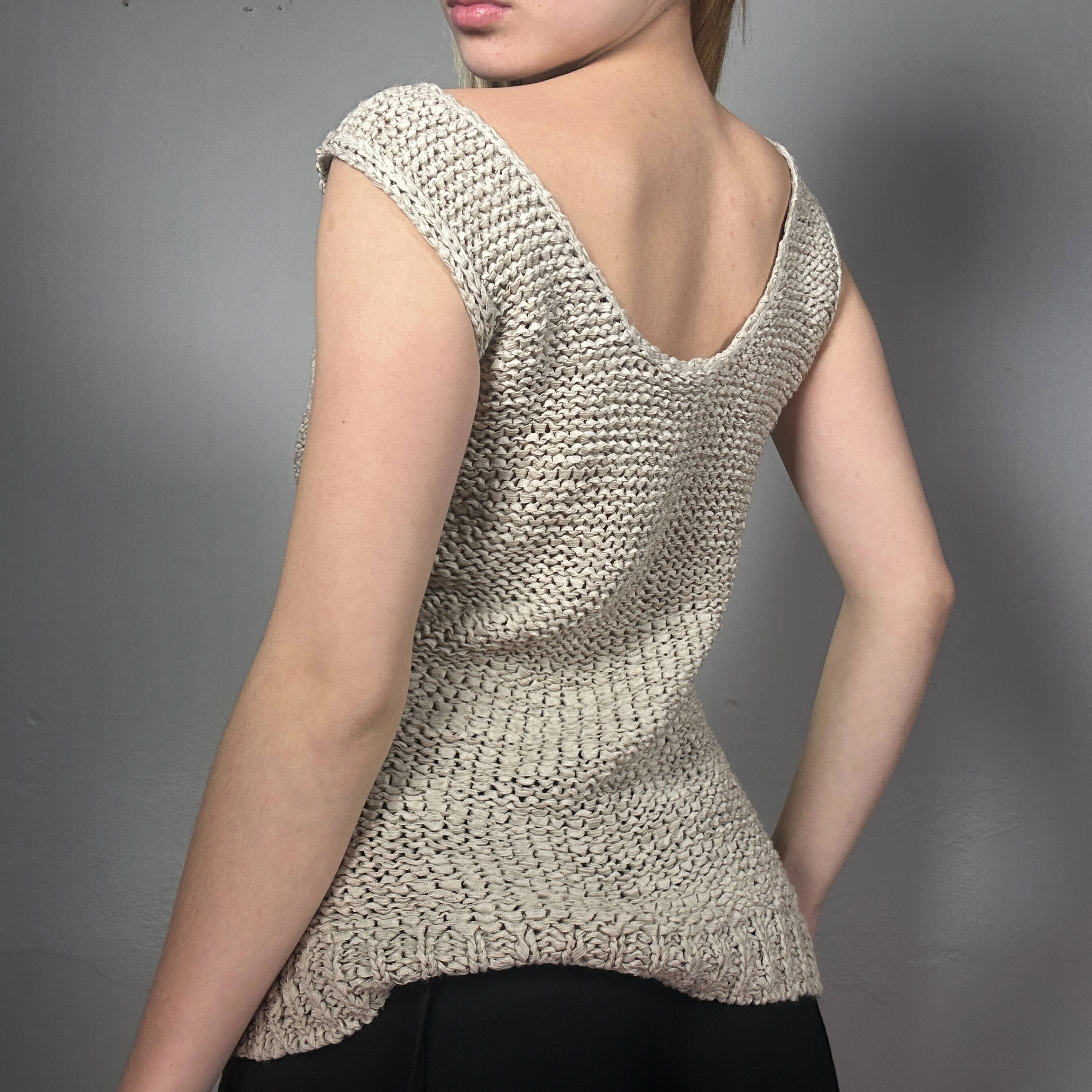 Top Boho Beige Noventero con Detalles Calados M Encantador Un Clásico Retro Deseable